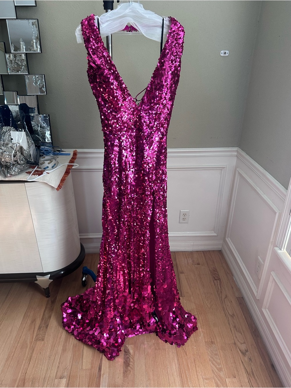 Alyce Paris Hot Pink Sequin Gown